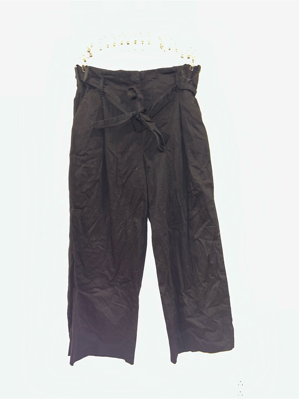 ASOS Black Paperbag-Waist Wide Leg Chinos with Tie